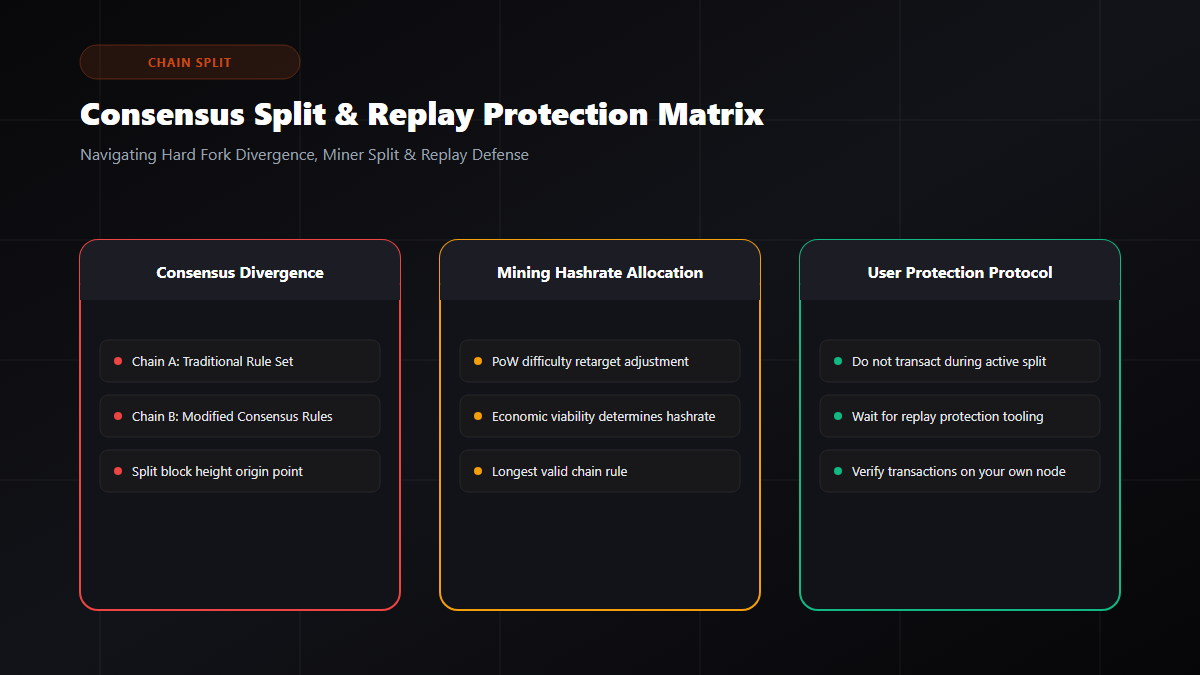 Chain Split Consensus Branches and Replay Matrix