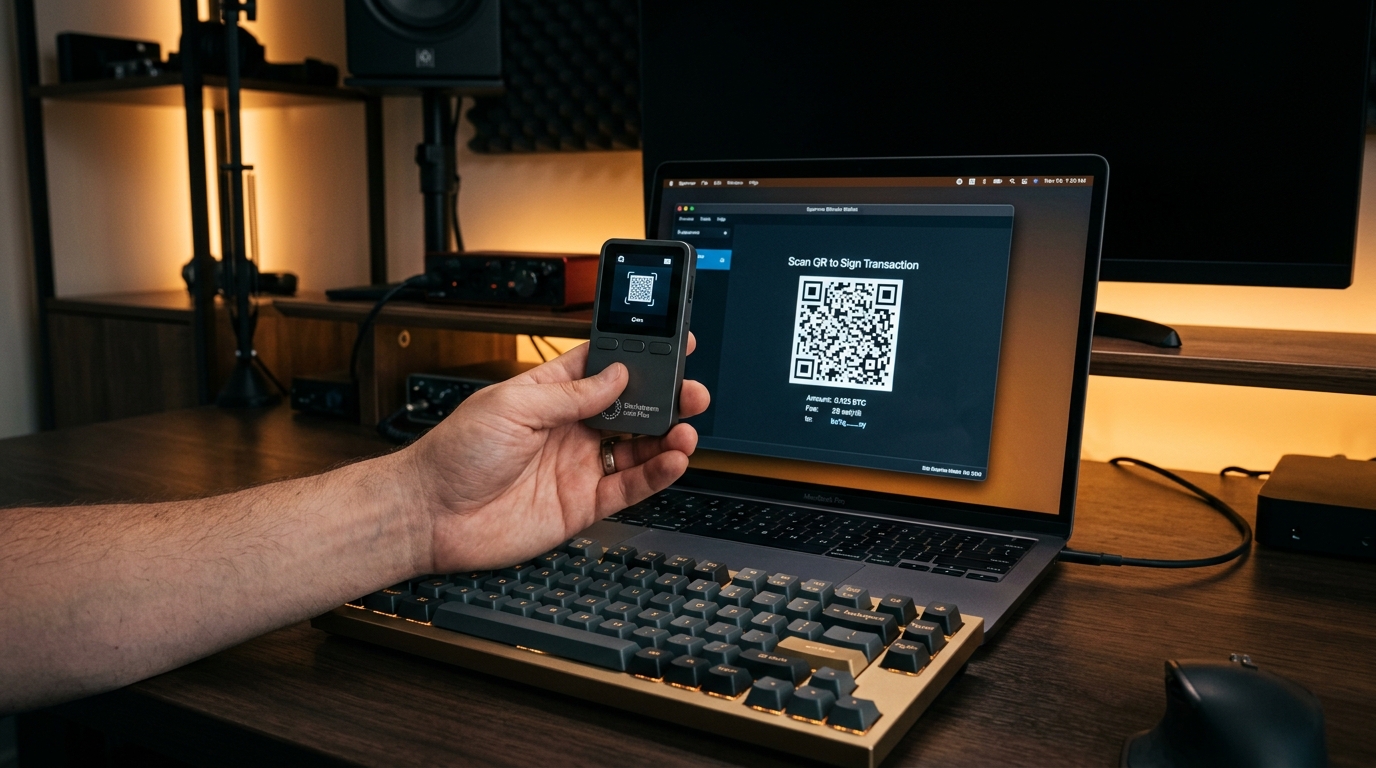 Blockstream Jade Plus scanning Sparrow Wallet QR code