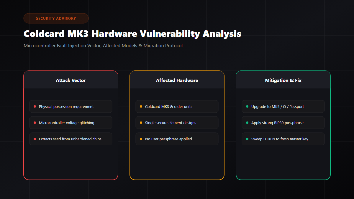 Coldcard MK3 Microcontroller Exploit Flow and Security Advisory
